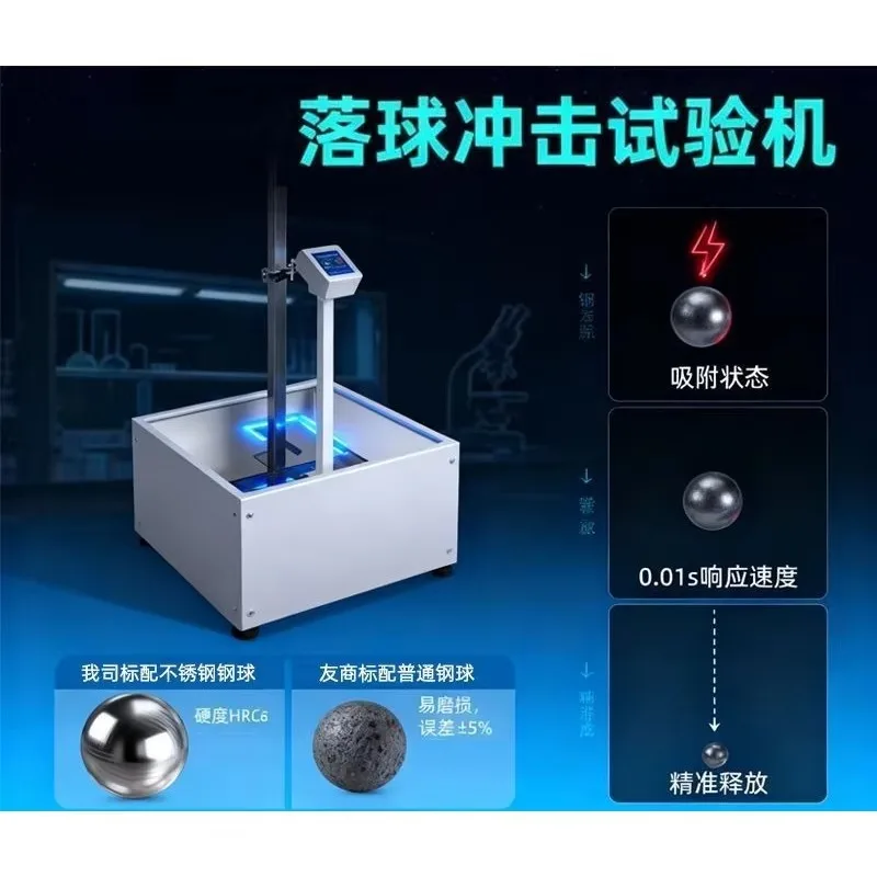 Ball Drop Impact Tester, Steel Ball Drop Tester for Plastic Ceramic Eyewear, Impact Resistance Testing Equipment Manufacturer
