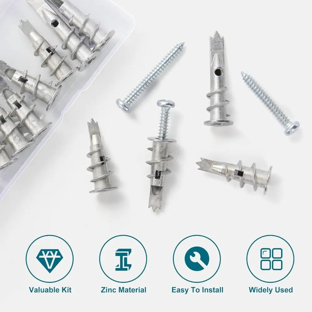 New Zinc Alloy Expansion Tube Nails Self Tapping Serrated Plasterboard Screws Fasteners Bolt