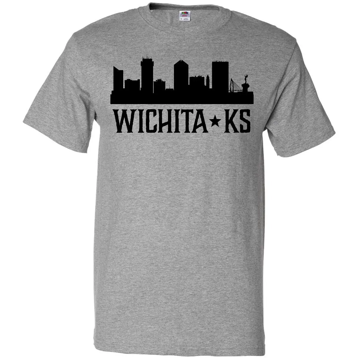 

Футболка Inktastic Wichita Skyline Мужская, одежда силуэта