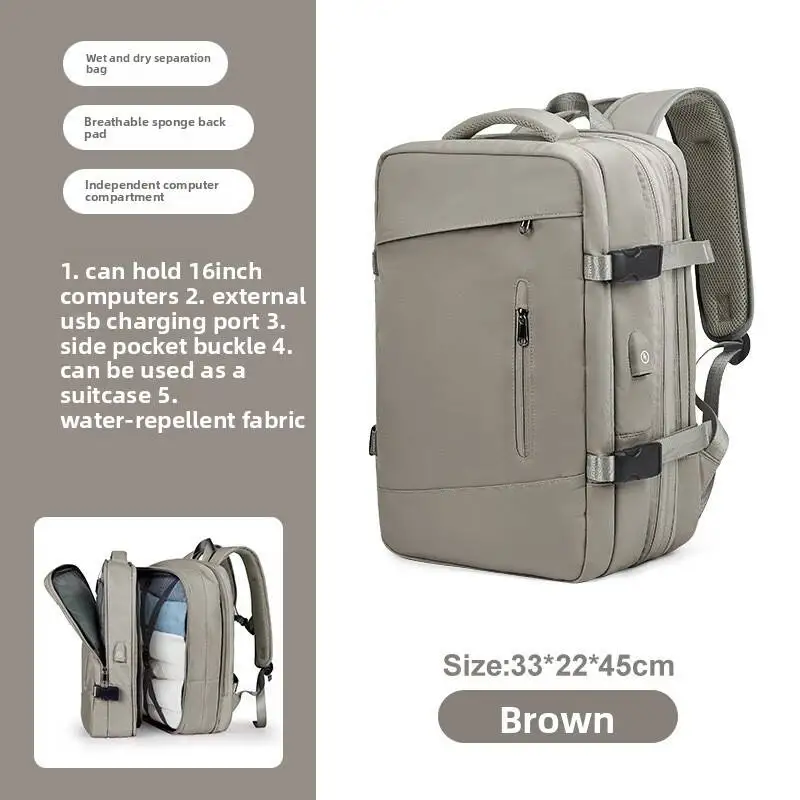 Large-capacity Oxford Travel Backpack, Men's And Women's Simple Leisure Backpack, Independent Shoe Compartment, Usb Interface
