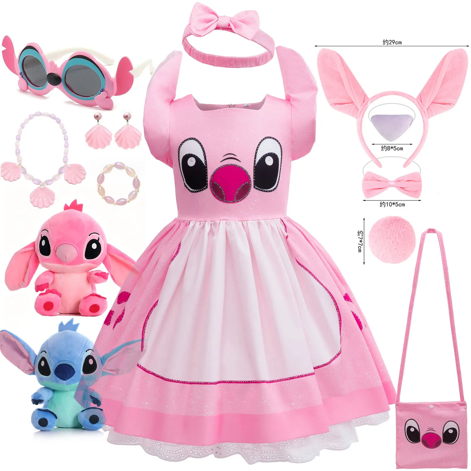 Disfraz de Lilo y Stitch de Disney para niña, disfraz de Stitch Angel, personaje de dibujos animados, conjunto de disfraces para fiesta de vacaciones y carnaval, 2-10T