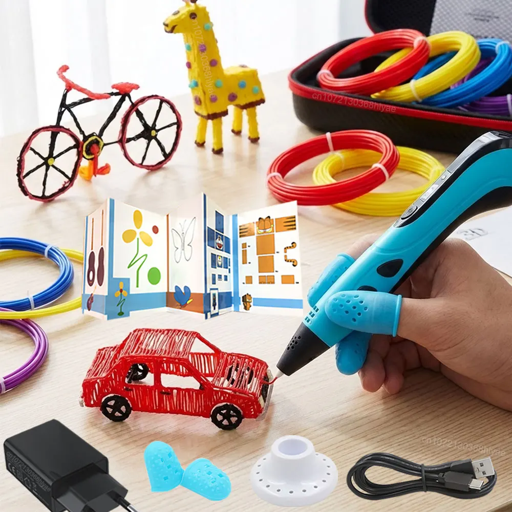 

New Children's 3D Printing Painting Pen Set with LCD Display 200M PLA Filament Travel Box Kids Birthday Christmas Creative Gift