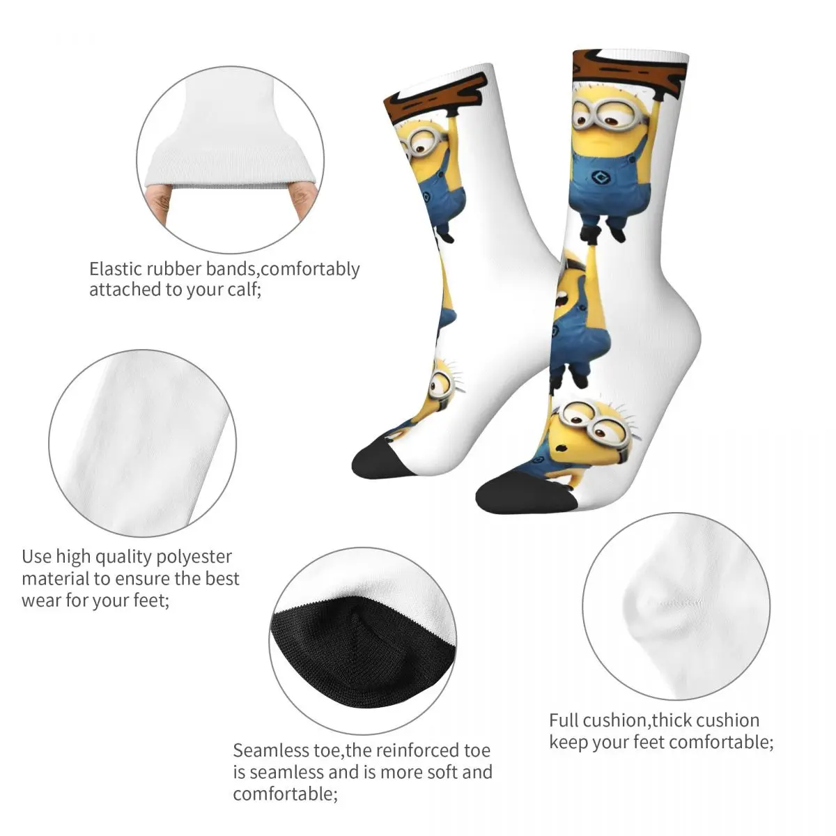 M-Minions Socks Trio Novelty Stockings Men Medium Soft Outdoor Socks Autumn Custom Non-Slip Socks