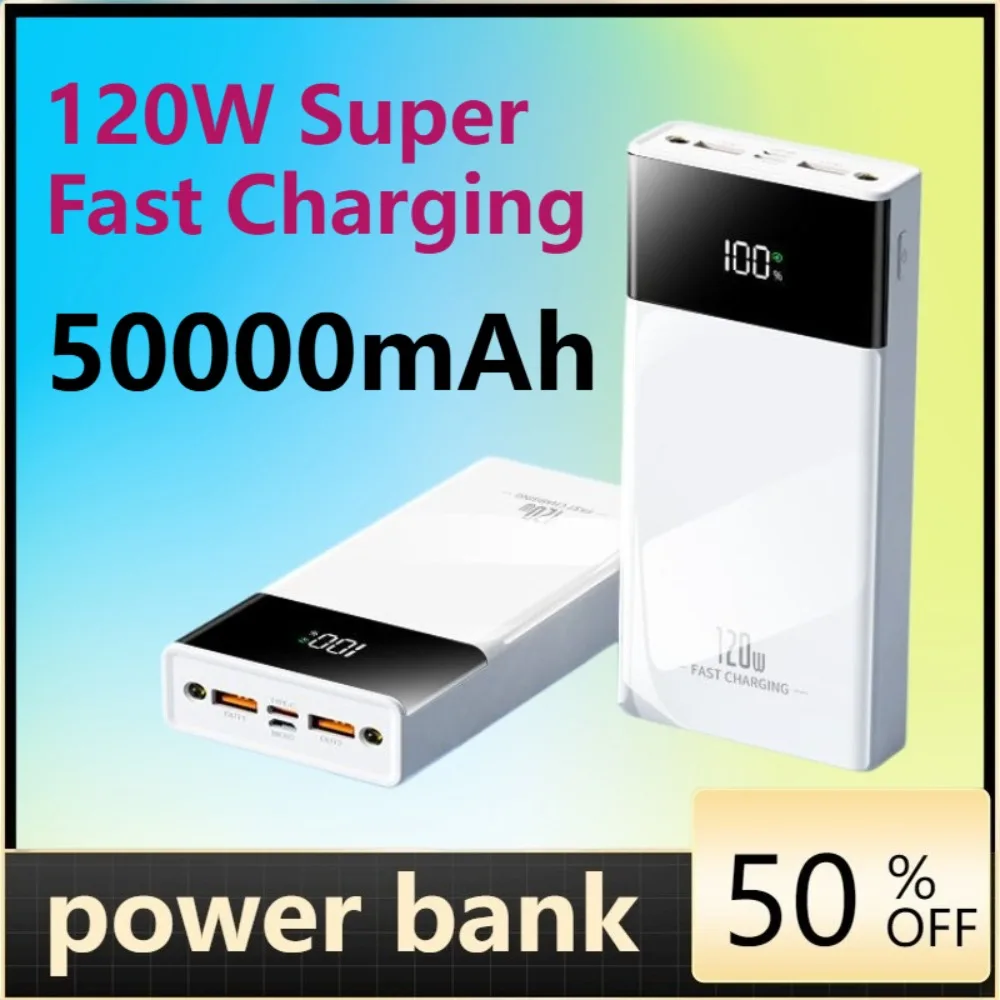 

120W Super Fast Charging Power Bank, 50000/20000mAh Large Capacity, Digital Display, Portable Universal Charger for All Phones
