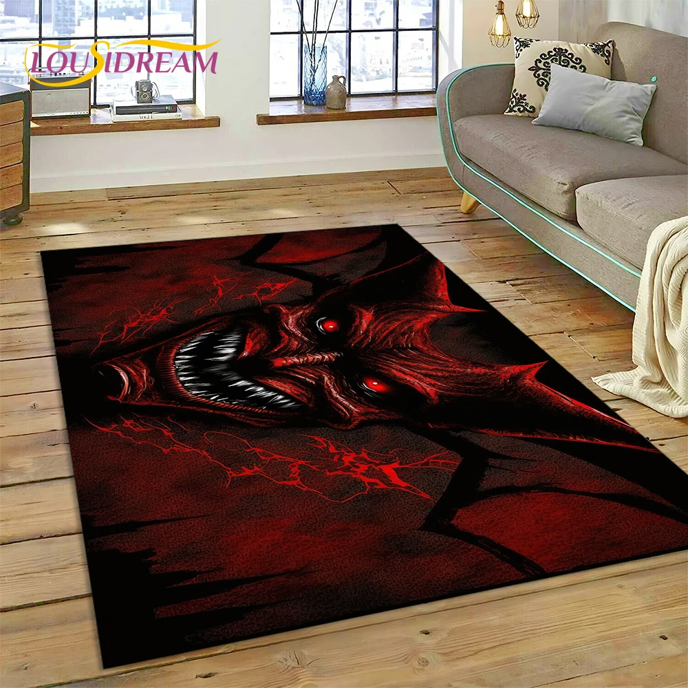 Gothic Horror Monsters Demon Ghost Carpet Rug for Bedroom Living Room Home Sofa Decoration,Children Game Large Decor Floor Mat