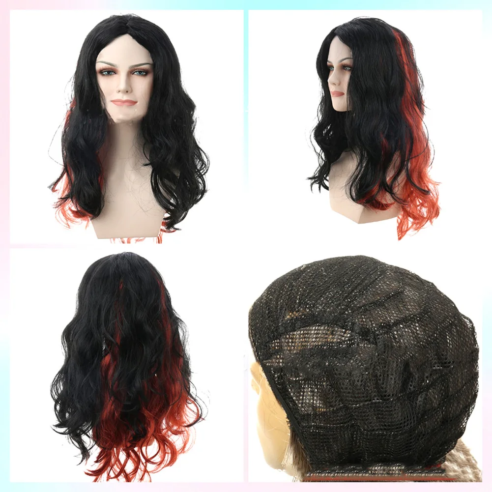 Vrouwen Gekleurde Pruiken Trendy Lang Krullend Golvend Haar Pruiken Multi Color Regenboog Synthetisch Haar Pruiken Voor Cosplay