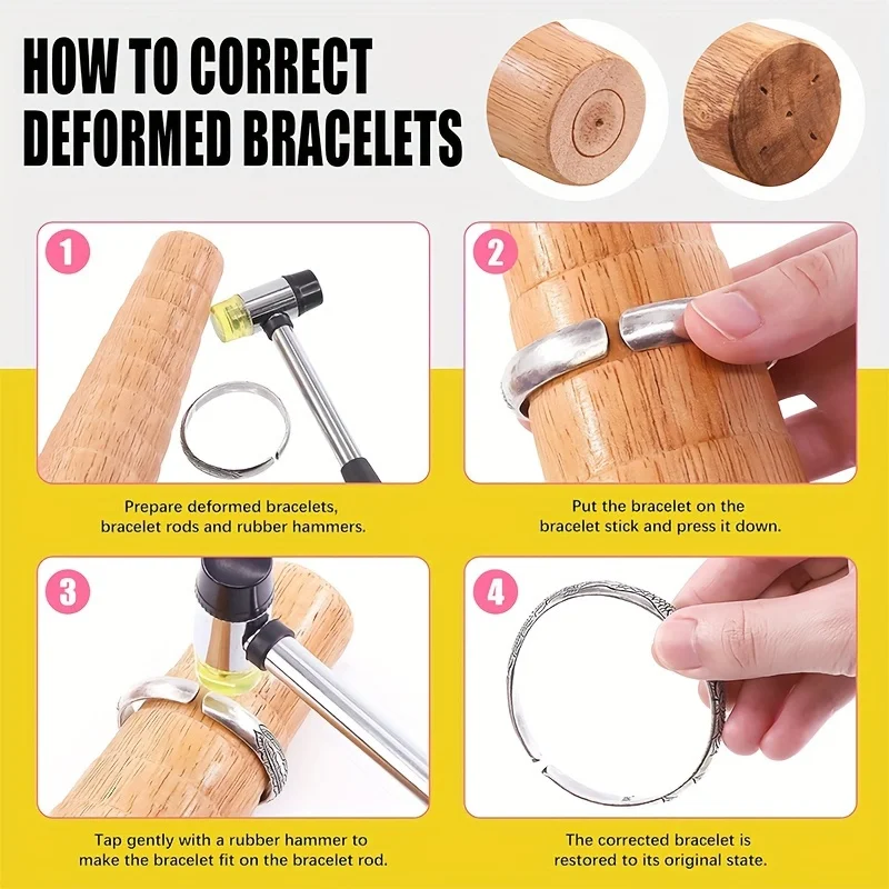 High-Quality Stepped Bracelet Mandrel for Jewelry Making Round Compressed Wooden Shaping Tool with Measuring Steps Supplies