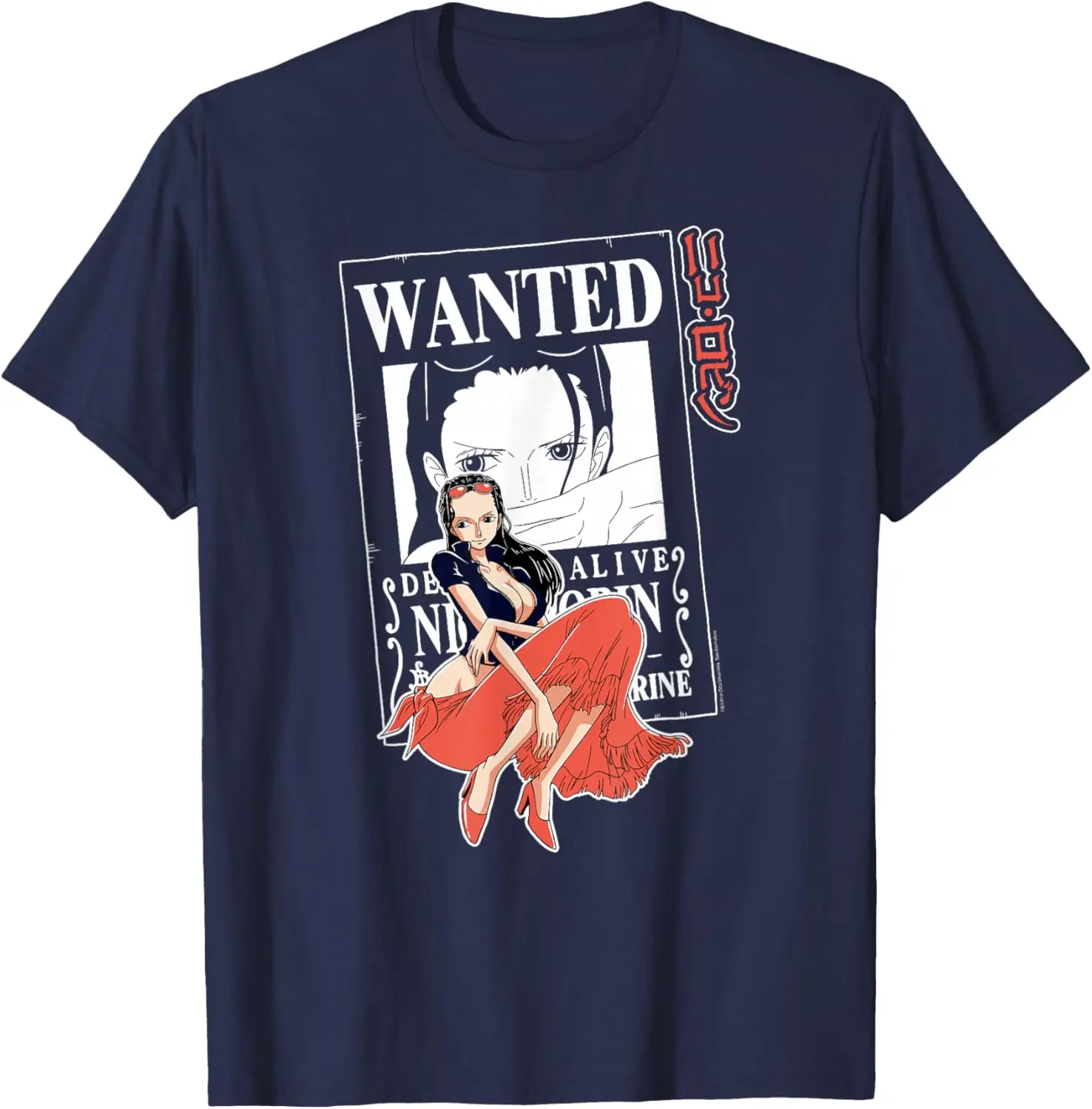One Piece Anime Nico Robin Wanted Poster Outline T-Shirt S-6XL