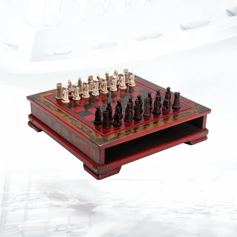 

Terracotta Warriors Resin Chessboard International Chess Set for Adults Family Intellectual Development Gift