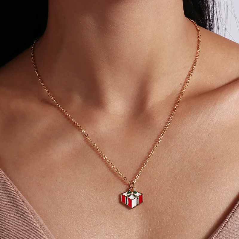 Mode Weihnachten Halsketten Emaille Santa Claus Baum Glocken Anhänger Halskette für Frauen Mädchen Weihnachten Party Urlaub Schmuck Geschenke – Detail 28