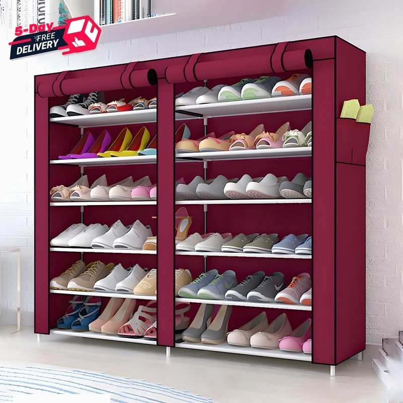 Ultra Thin Shoe Rack Organizer 6-Layer Simple Shoes Cabinet Shelf Household Hallway Entryway Dormitory Shoe Storage Stand Holder