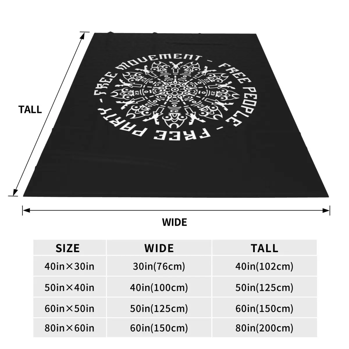 23FT010 - Tekno 23 Free Movement Free People Free Party Blanket Soft Warm Flannel Throw Blanket Plush for Bed Travel Home Sofa