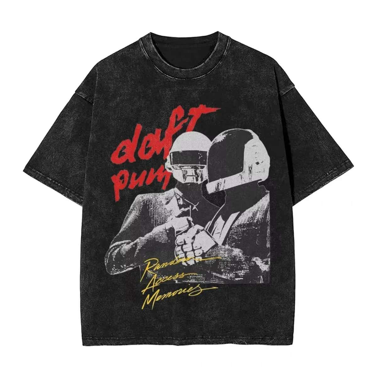

New Arrival Daft Punk Mens Washed Tee Shirt Homme Graphic T-Shirts Y2k Men Tshirt for Men Ropa Hombre Vintage