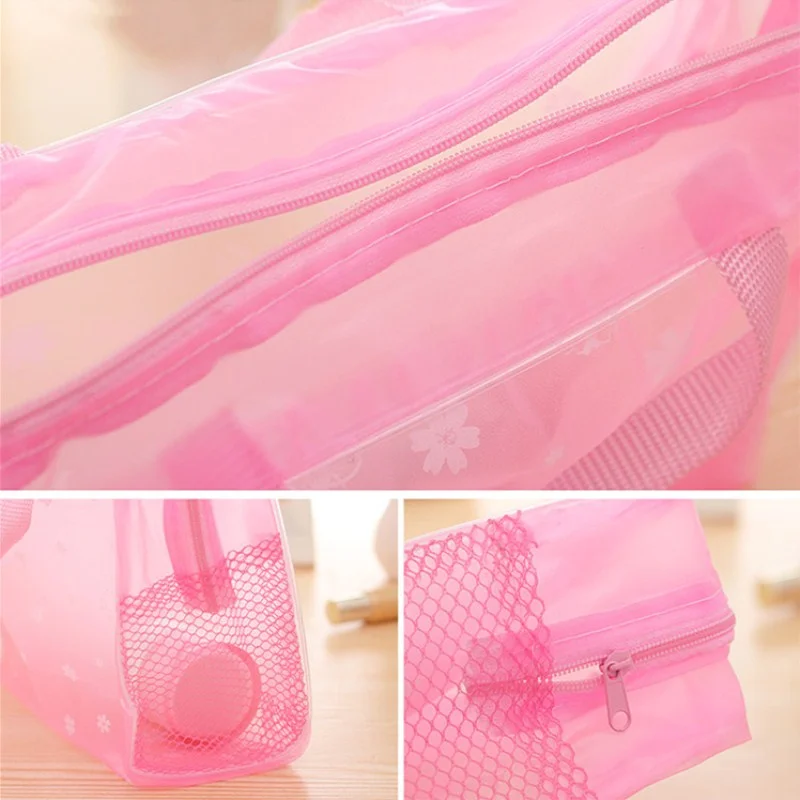 Color Swimming Bags Sports Travel Bathing Storage Bag Women Floral Transparent Organizer Clear PVC with Phone Pocket for Outdoor