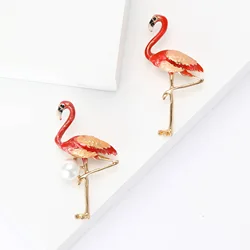 exquisite alloy enamel flamingo brooch, fashionable women's suit accessory jewelry
