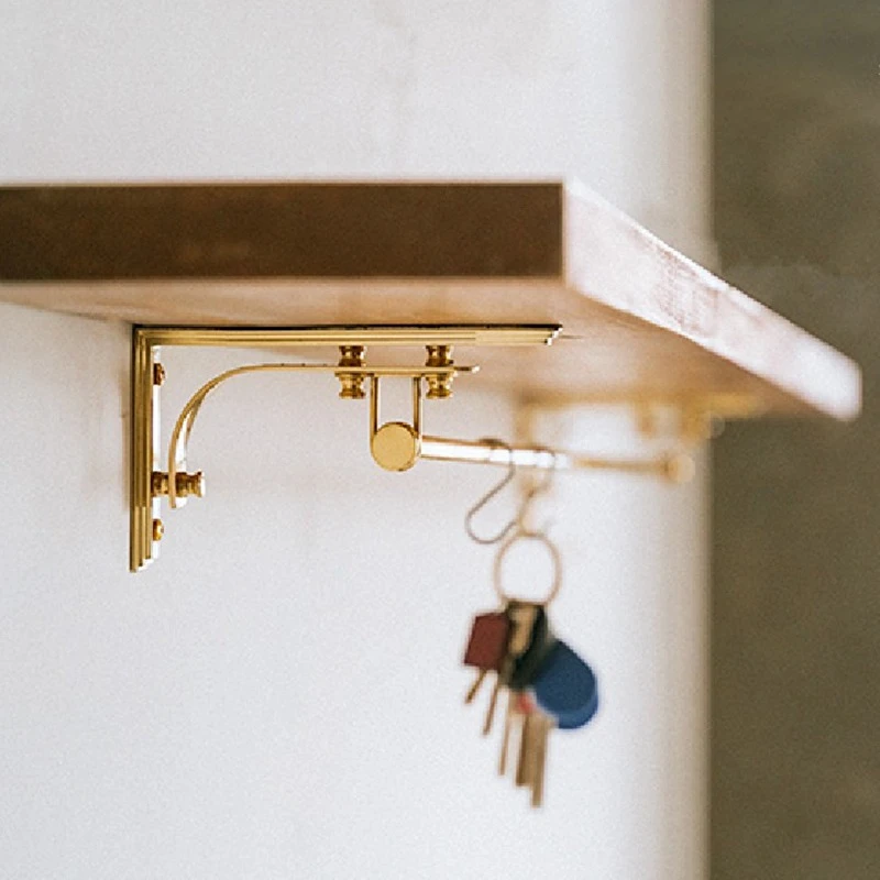Retro Brass Triangular Layer Board Bracket Shelf Wall Mounted Vintage Heavy Duty Brass Bracket Metal Hanging Brackets Home - view 4