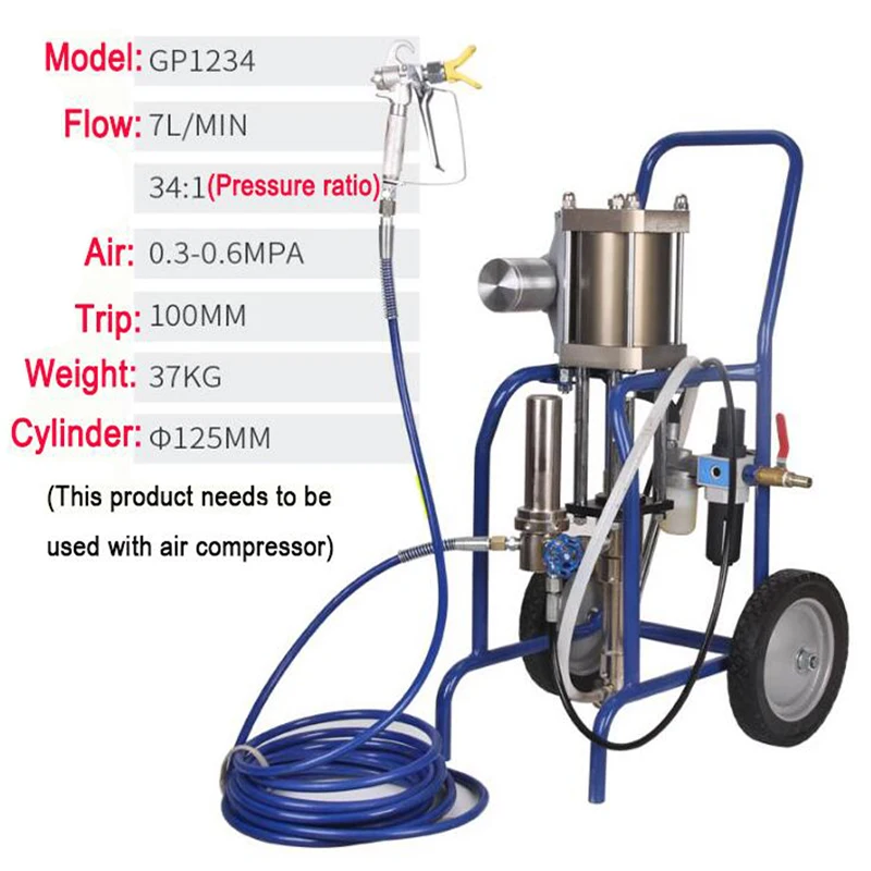 

Pneumatic high pressure airless spraying machine 7L/min FOR Anti-theft door Anti-corrosion marine paint Steel structure Paint