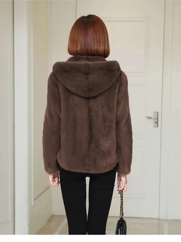 سميكة الشتاء موضة هوديس كم طويل الصلبة المرجان الصوف خندق الملابس النسائية فضفاضة جيوب عادية الكورية شيك القمم #6