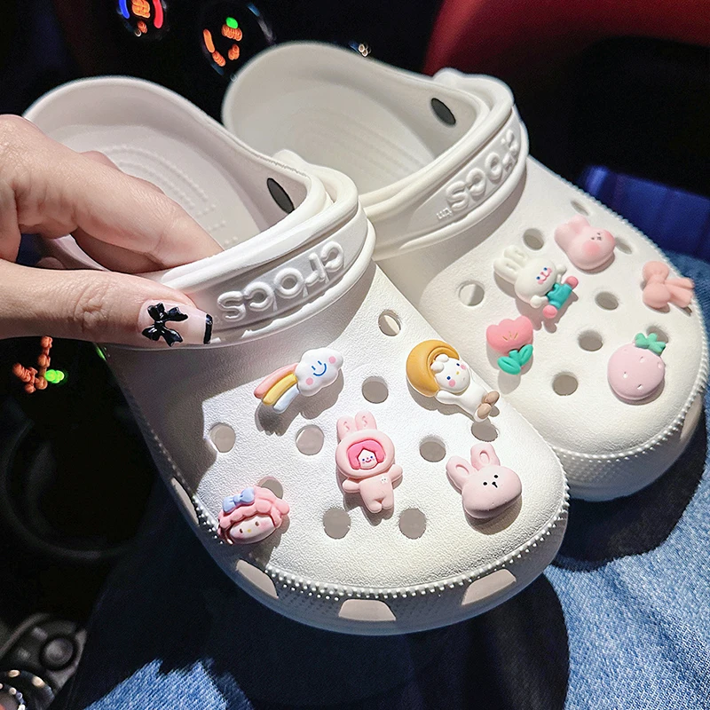 Милый кролик, подвеска для обуви для Crocs DIY, аксессуары для обуви Bogg, сумка, сланцы, сандалии, сабо, детские подарки