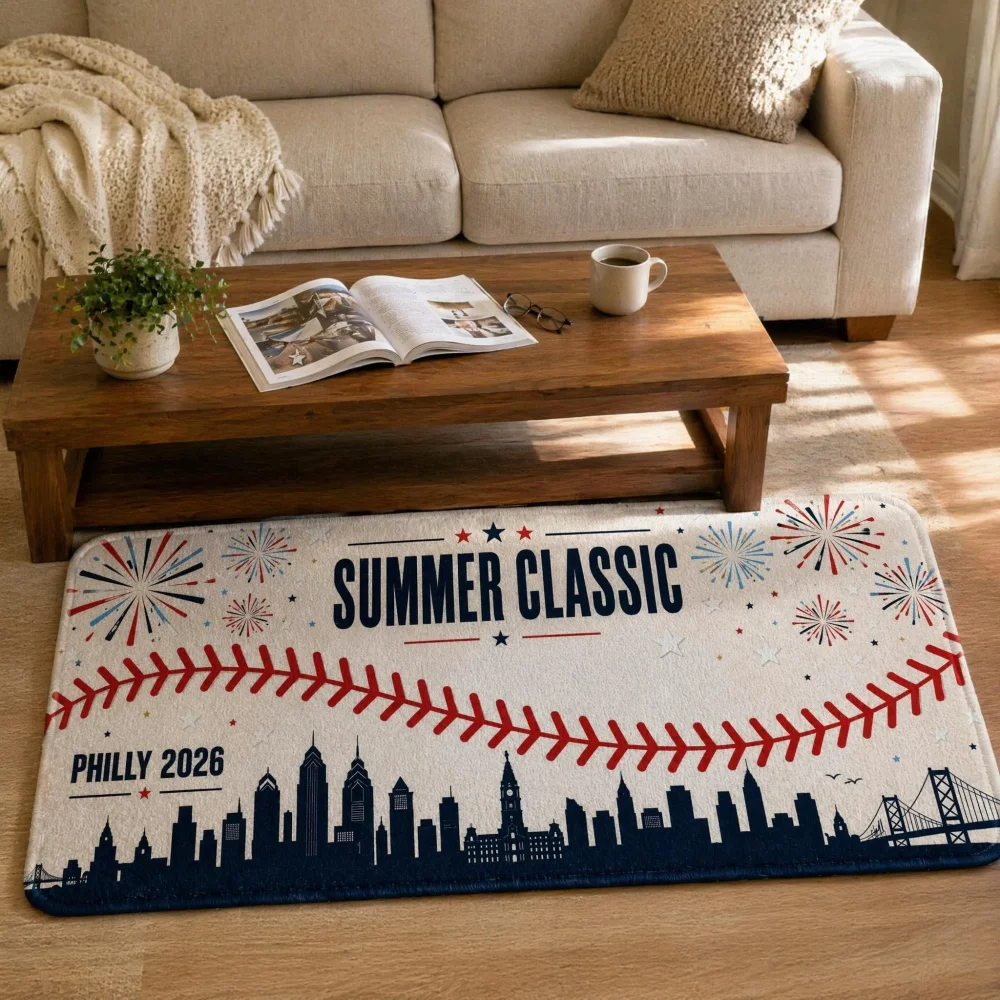 Non Slip Crystal Velvet Long Runner Rug Baseball Sport Print Indoor Hallway Bedroom Living Room Decor Floor Mat