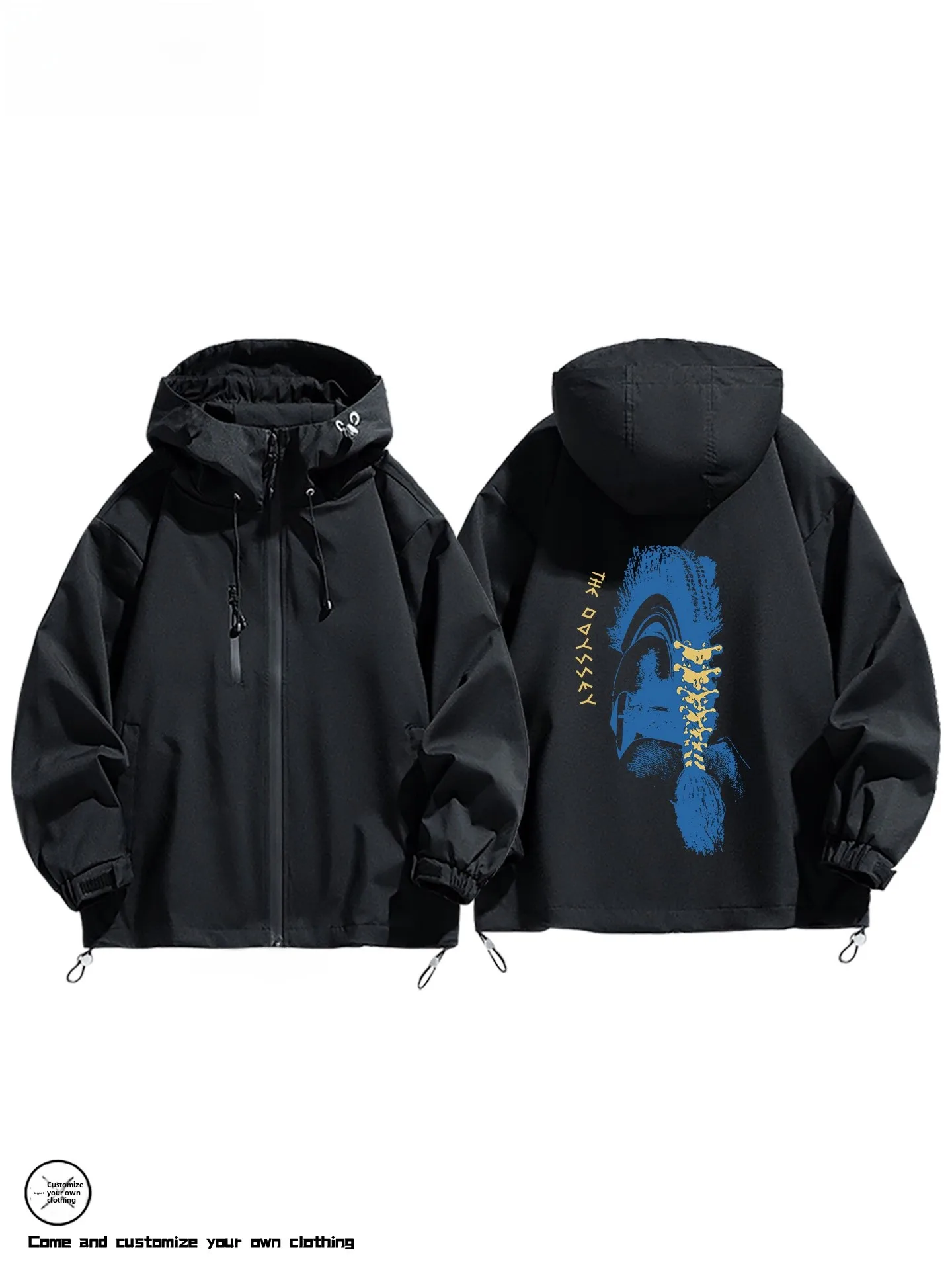Odyssey Three-in-One Men's Jacket Casual Style Windproof Polyester Fabric Printed Design Long Sleeve Zipper Closure Hooded Coat