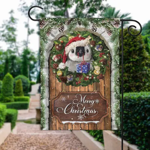 Pinguïn Vrolijke Kerstvlag, Liefde Pinguïn Kerstkrans Pinguïn Kerstvlag