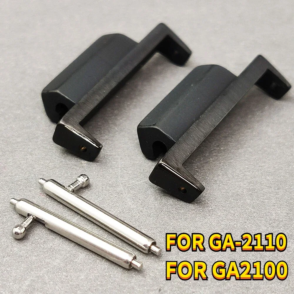 For 22mm GA-2100 Watch Strap Black Silver Metal Stainless Steel Adapters for GA-2110 Connect Case Bezel watch Band Accessories