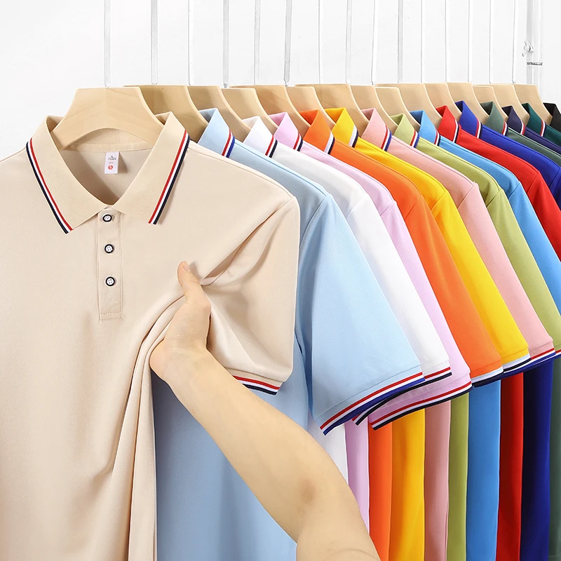 

Men's and Women's Polo Shirts Summer Striped Lapel Collar T-shirts Business High Quality Trend Brand Striped Cuffs Short Sleeves