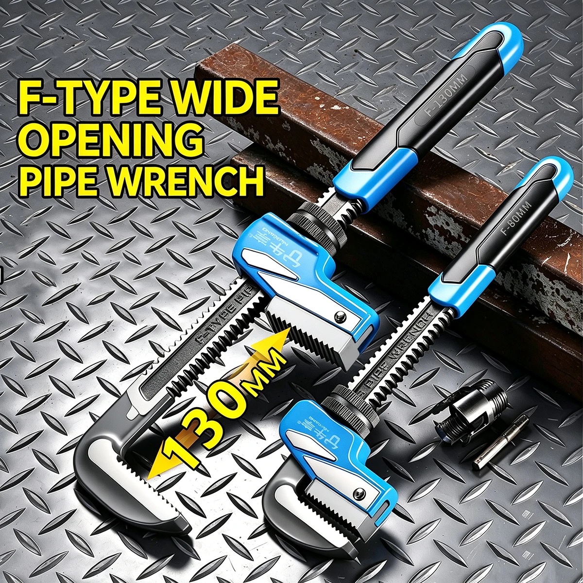 Heavy Duty F Type Adjustable Pipe Wrench Industrial Grade Quick Opening Universal Plumbing Spanner For Motorcycle Repair Tool