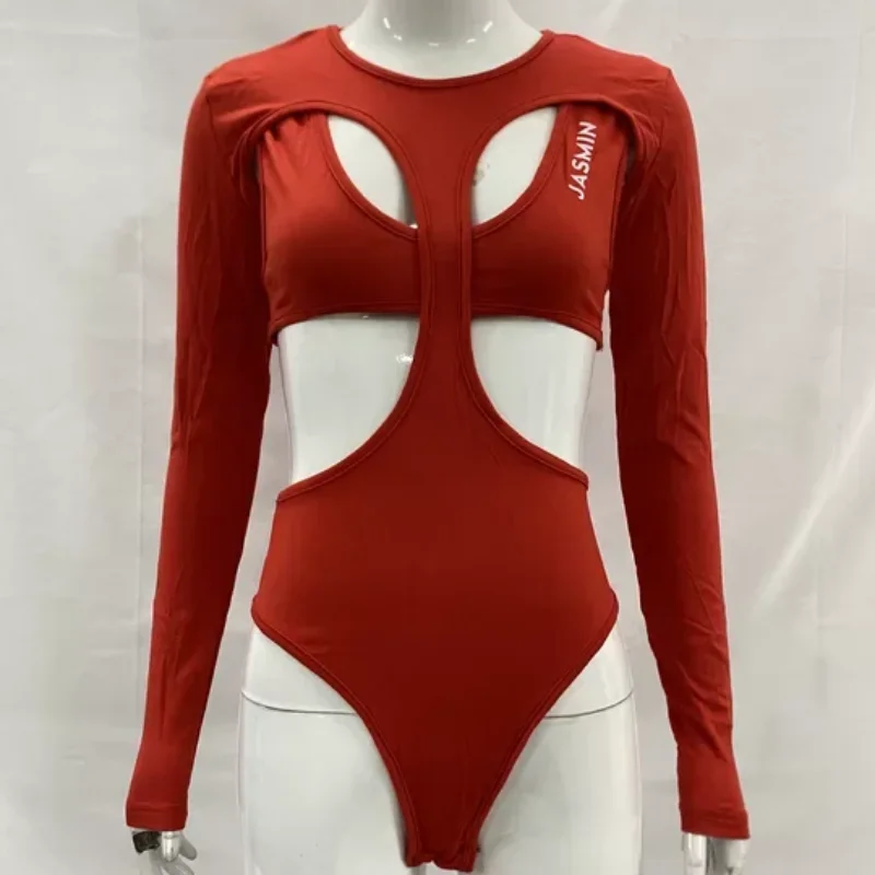 

Сексуальный топ с открытой спиной в Европе и Америке, женская одежда, летняя мода, дизайн с вырезами, однотонное облегающее боди с длинными рукавами