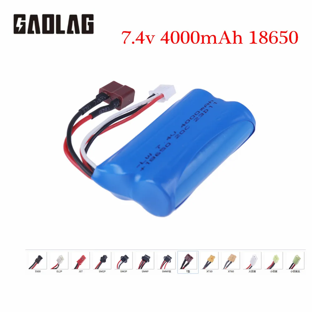 7.4V 4000mah 18650 Lipo Battery for Q46 Wltoys 10428/12428/12423 X9115 Q46 RC Car Spare Accessories High capacity 2S battery