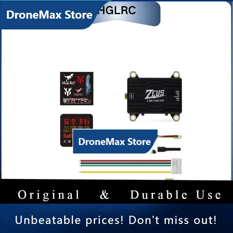 DroMaHGLRC ZEUS 5.8GHz 40CH 2.5W VTX: CNC Shell With Heat Dissipation, 2-6S Lipo, Switchable For Long Range FPV Drone