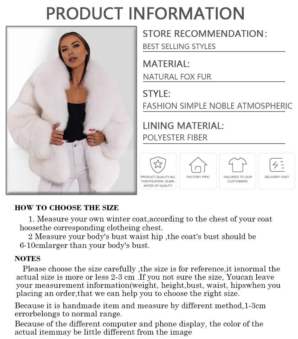 White Fox Fur Coat With English Collar Real Fox Fur Jacket For Woman Genuine Fur Coats Winter Hot Selling Natural Fur Coat