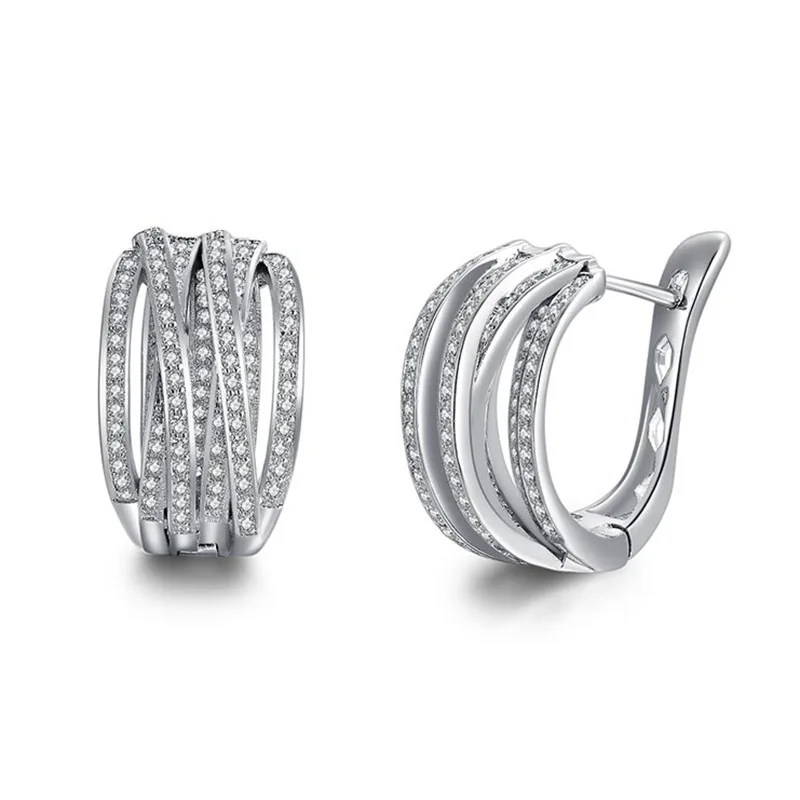 14K Gold Valuable High Carbon Diamond Hoop Earring Party Wedding Earrings for Women Bridal Engagement Jewelry Gift - view 5