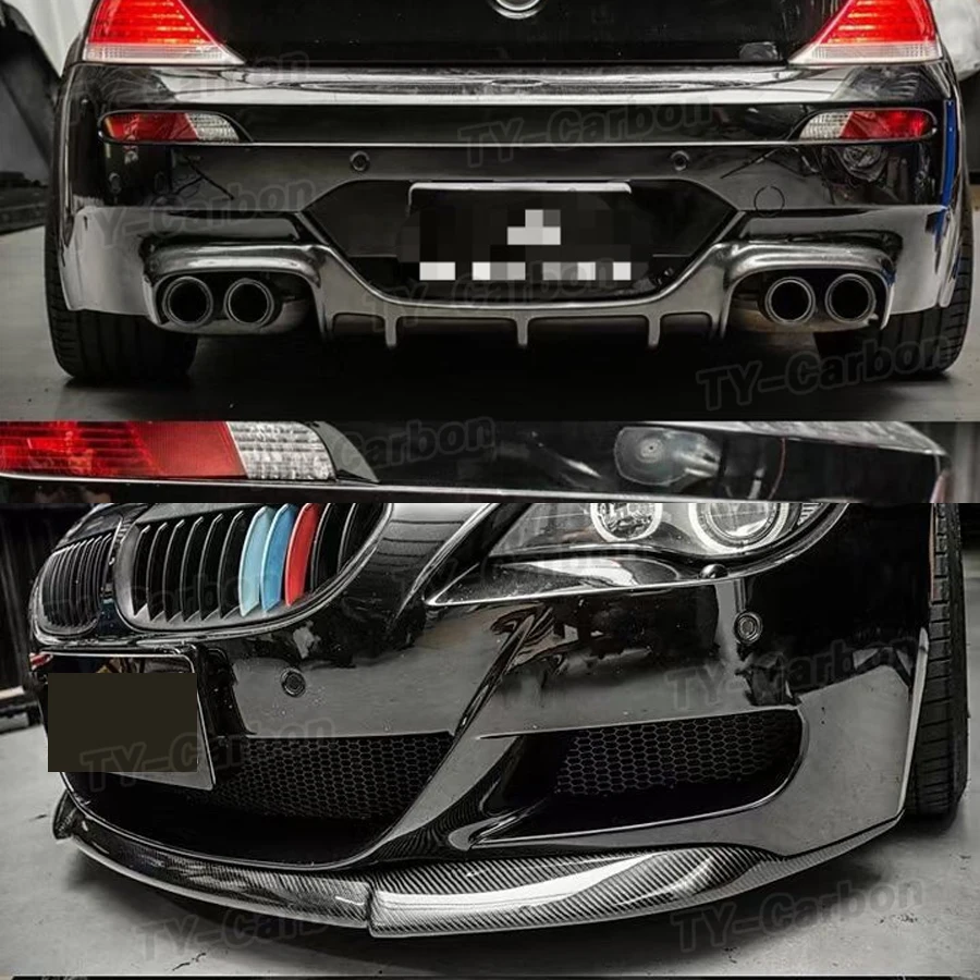 ألياف الكربون 3 قطعة/المجموعة الجبهة حافة مصد السيارة الخلفي الناشر المفسد الخلفي سبويلر لسيارات BMW 6 سلسلة E63 E64 M6 2006 - 2010 BodyKit FRP