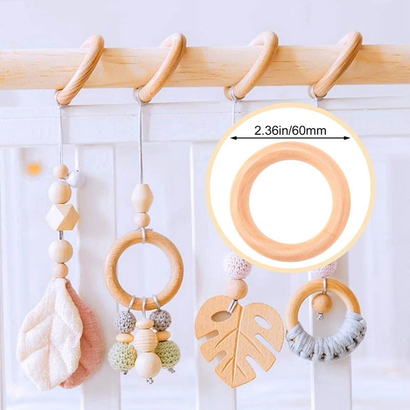 30 Stuks Natuurlijk Hout Ringen 60Mm Onafgewerkte Macrame Houten Ring Houten Cirkels Voor Diy Ambachtelijke Ring Hanger Sieraden Maken