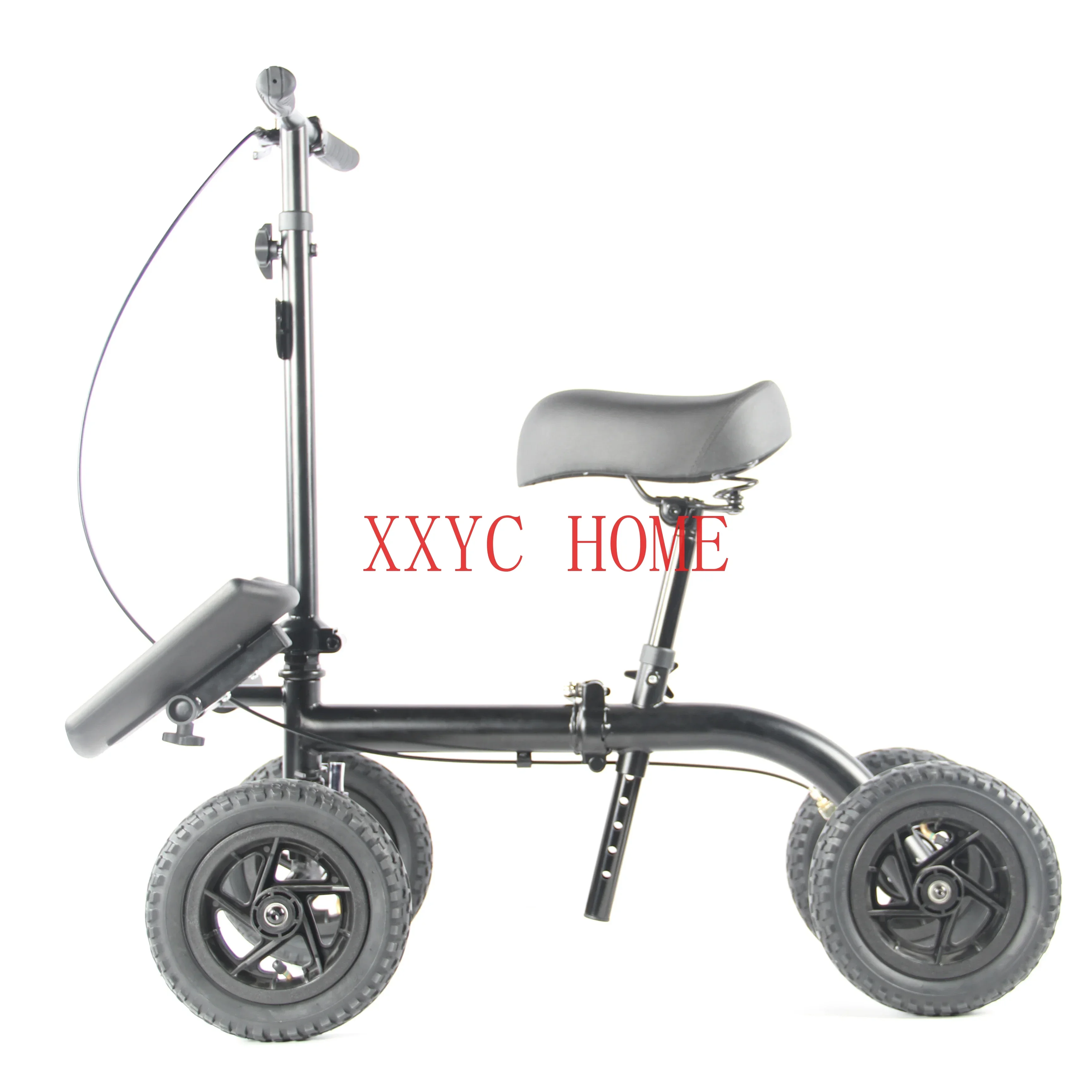 rollator walker scooter 4 wheels steel frame seated knee walker steerable knee walker