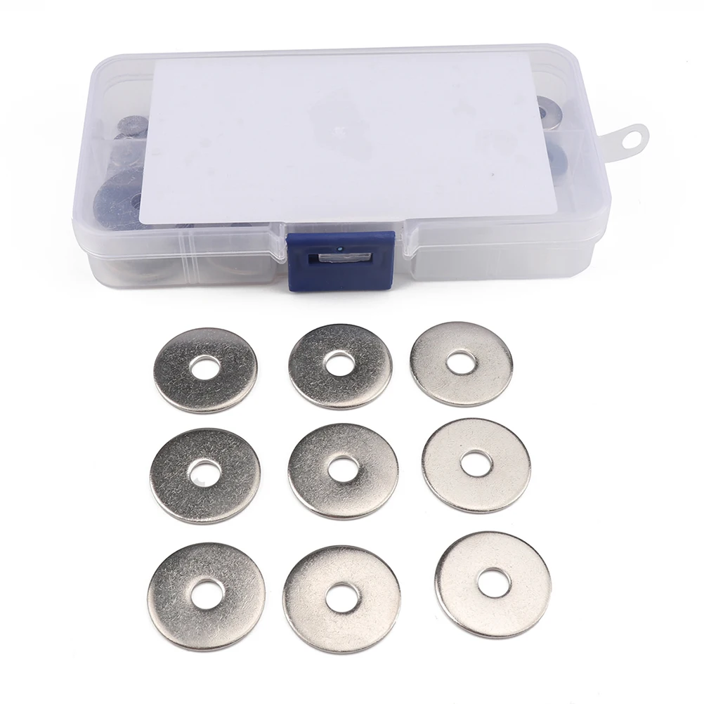 

70pcs Stainless Steel Washers Flat Gasket Rings M5 Extra Large Silver Marine Trade Corrosion Resistant Installation Cars