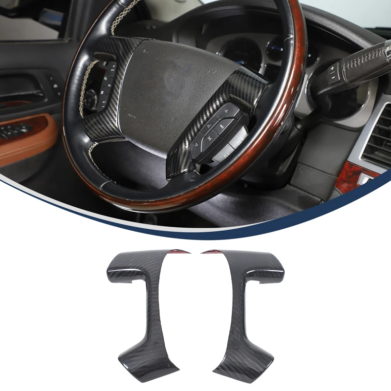 For Hummer H2 2003-2009 Real carbon fiber car steering wheel side button frame decorative sticker car protection accessories