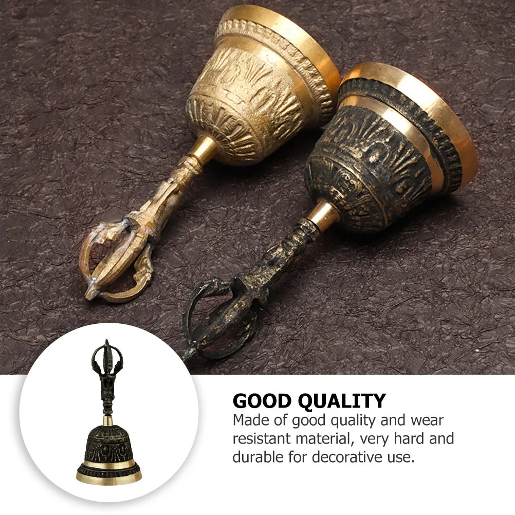 

Metal Handle Hand Bell Copper Retro Decorative Buddhism Tabletop Hand Shaking Bell for Home Party Decor Buddhism Handbell