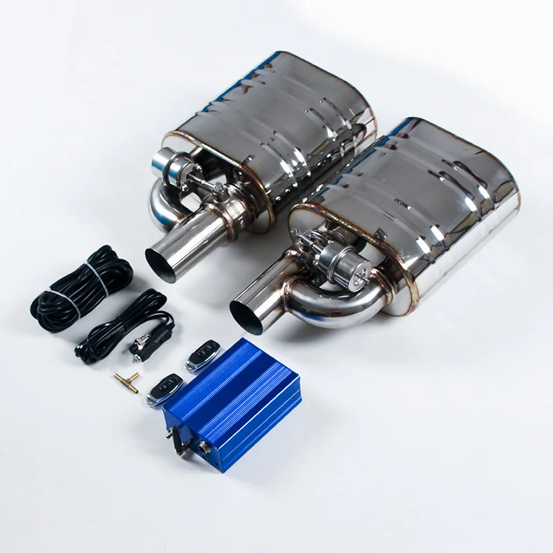 Universal Car Exhaust Catback System H Type 1 Inlet 1 Outlet Vacuum Valvetronic Muffler 2 in 1 for Racing Car Voice Performance