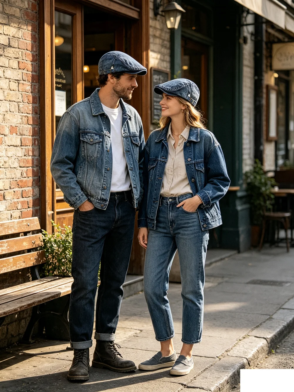 Vintage Baumwoll-Denim Newsboy-Mütze, flache Ivy-Gatsby-Cabbie-Fahrermütze, Dad-Hat für Männer und Frauen, lässige Vintage-Kopfbedeckung – Detail 2