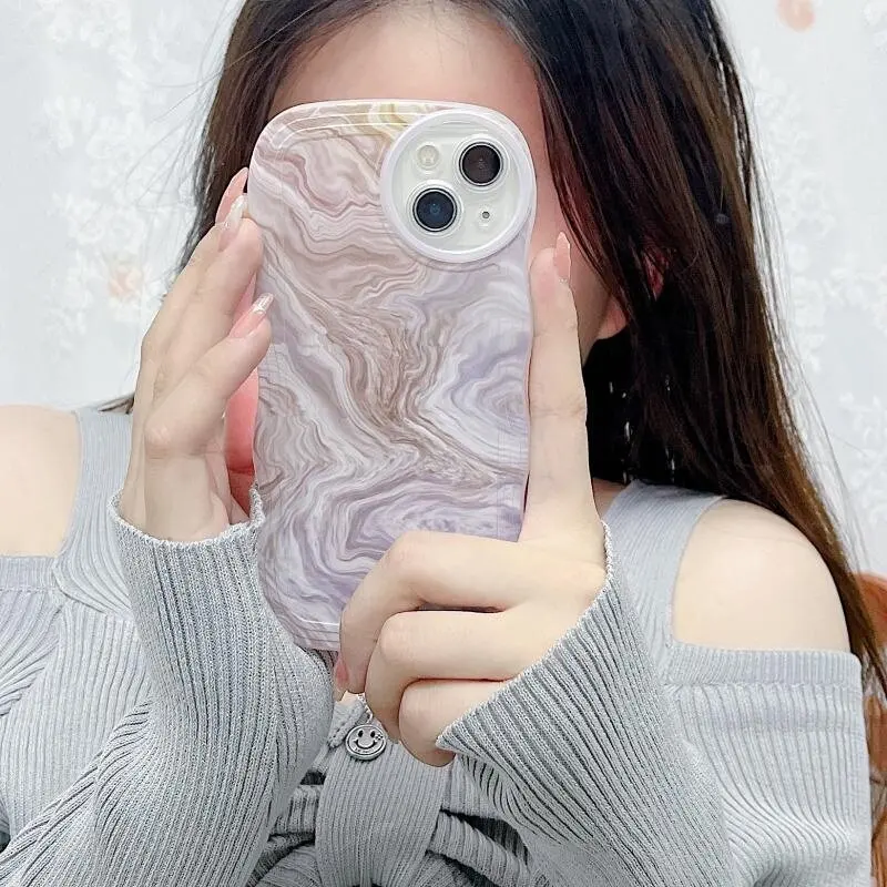 Colored Marble Pattern Case Cover For Samsung Galaxy S23 Ultra S22 S21 FE Note 20 10 Plus Soft TPU Wave Edge Phone Cases