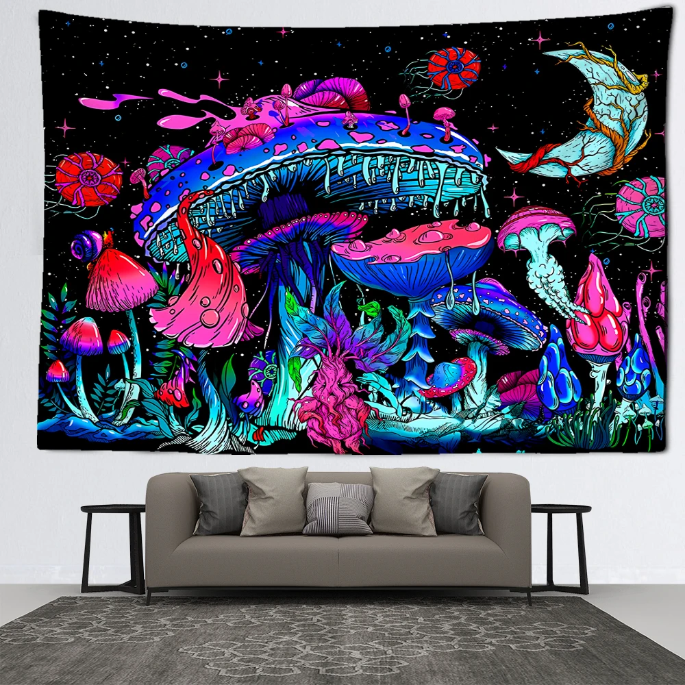 

Psychedelic Mushroom Tapestry Wall Hanging Abstract Witchcraft Mysterious Art Dormitory Aesthetic Room Home Decor