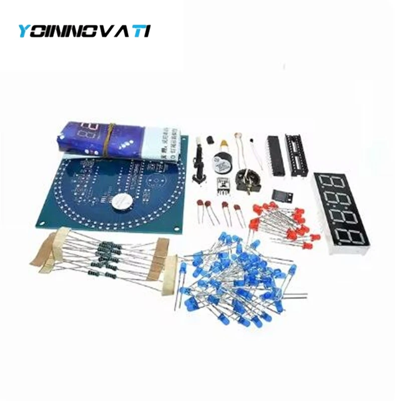 Rotating LED Display Alarm Electronic Clock Module Water Lamp DIY Kit Light Control Temperature DS1302 C8051 MCU STC15W408AS