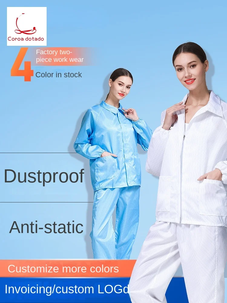 Dust-free clothing anti-static separate clothing electronics factory protective clothing women and men of the same body breathab