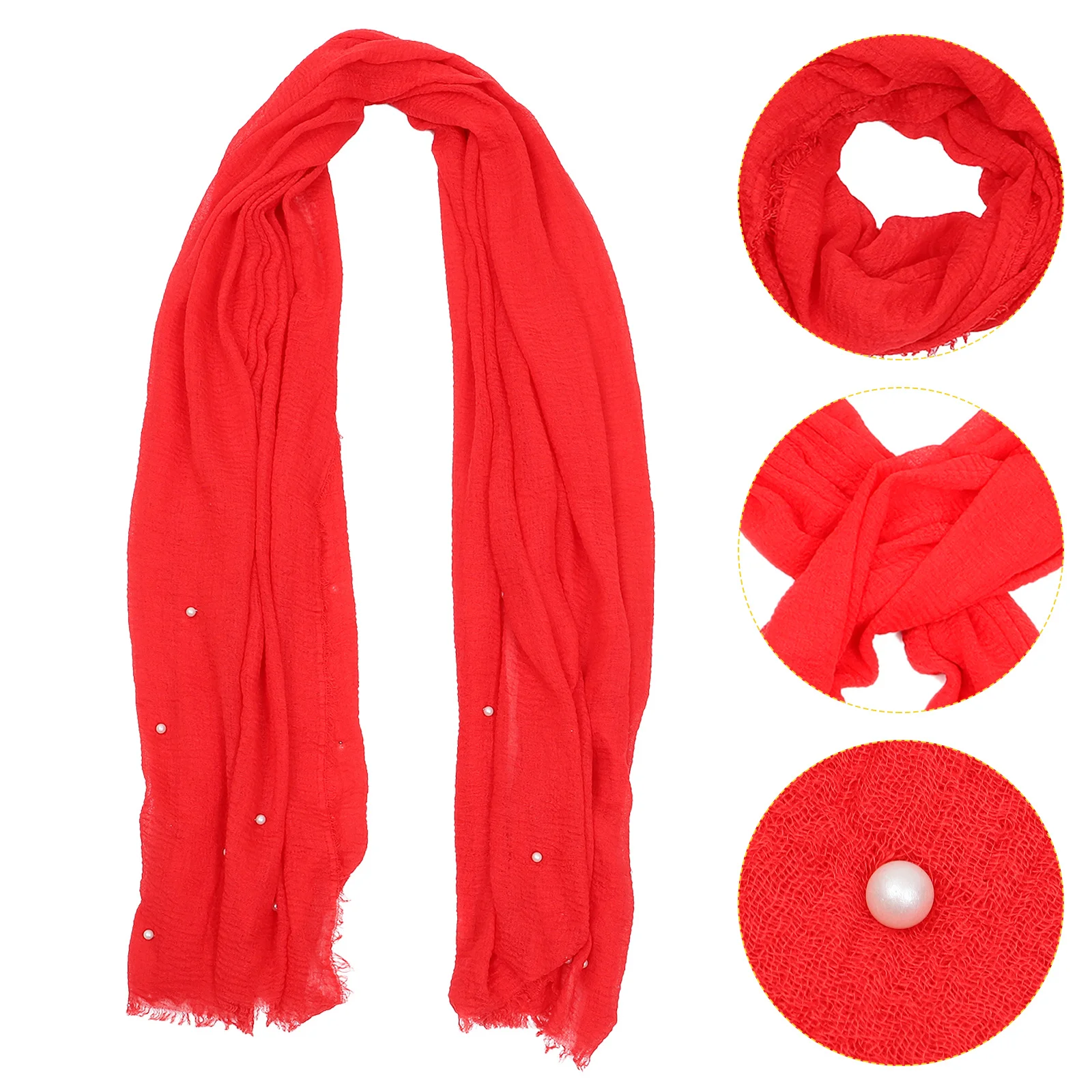 

1pc Pearl Accessories Headscarf Cotton Scarves Women Lightweight Shawls Comfortable Breathable Multi-purpose Outdoor Girl Shawl