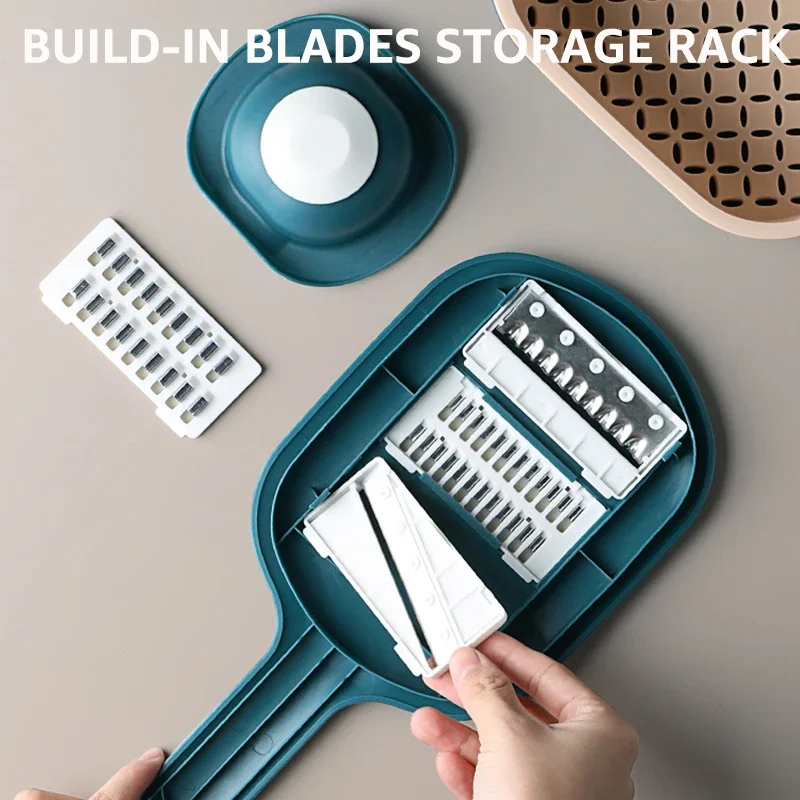 ماكينة تقطيع البطاطس والجزر والخيار اليدوية متعددة الوظائف مع مصفاة - أدوات المطبخ والفواكه والخضروات