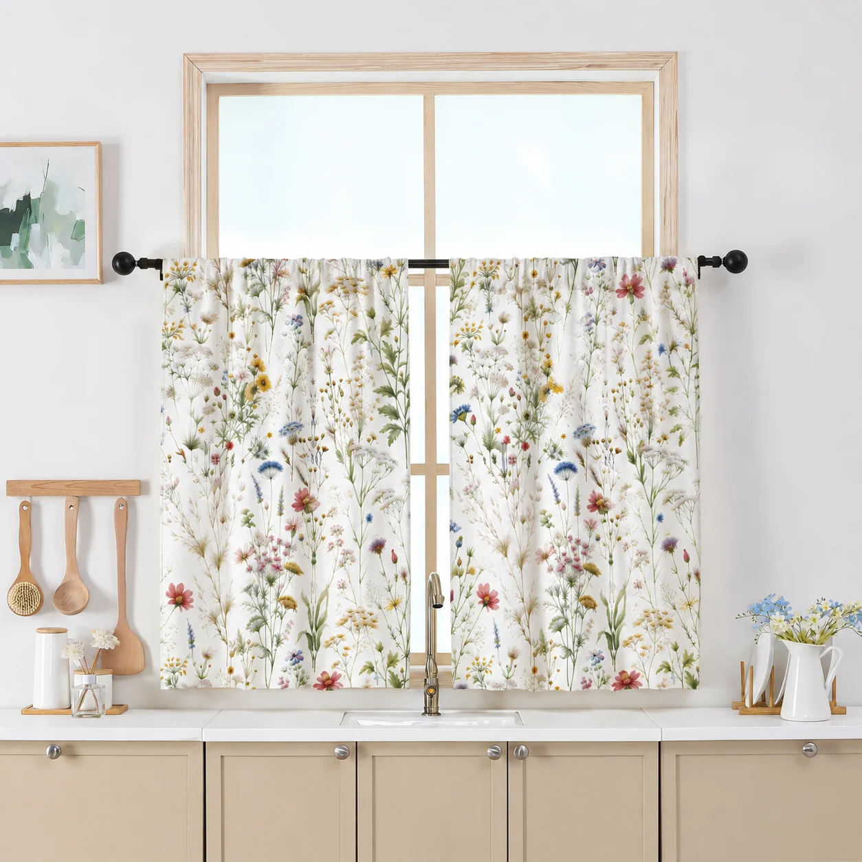 1pc French Lace Sheer Curtain, Bedroom Door Curtain, Arched Window Drapery, Vintage Embroidered Half Curtain, Cream Style Privac