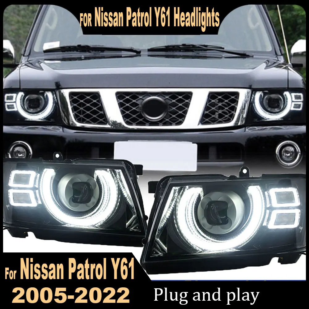 

Автомобильные фары для Nissan Patrol Y61, светодиодные фары в сборе,2005-2022, Стайлинг автомобиля, DRL, сигнальные линзы проектора, автоаксессуары